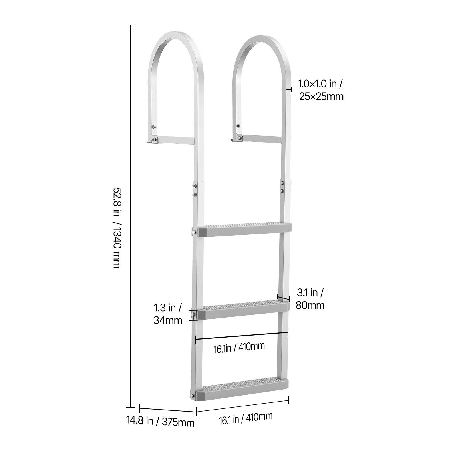 1.0x1.0 in / 25x25mm  
H 52.8 in / 1340 mm  
1.3 in / 34mm  
3.1 in / 80mm  
16.1 in / 410mm  
14.8 in / 375mm  
16.1 in / 410mm