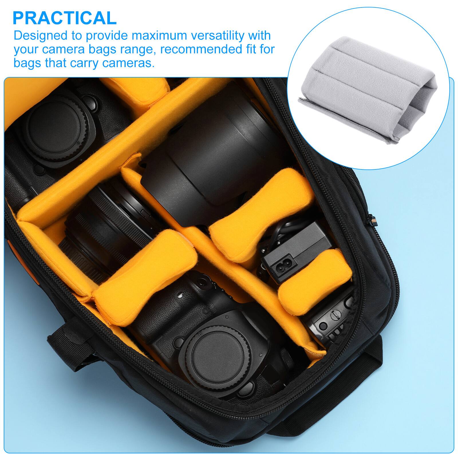 PRACTICAL  
Designed to provide maximum versatility with your camera bags range, recommended fit for bags that carry cameras.