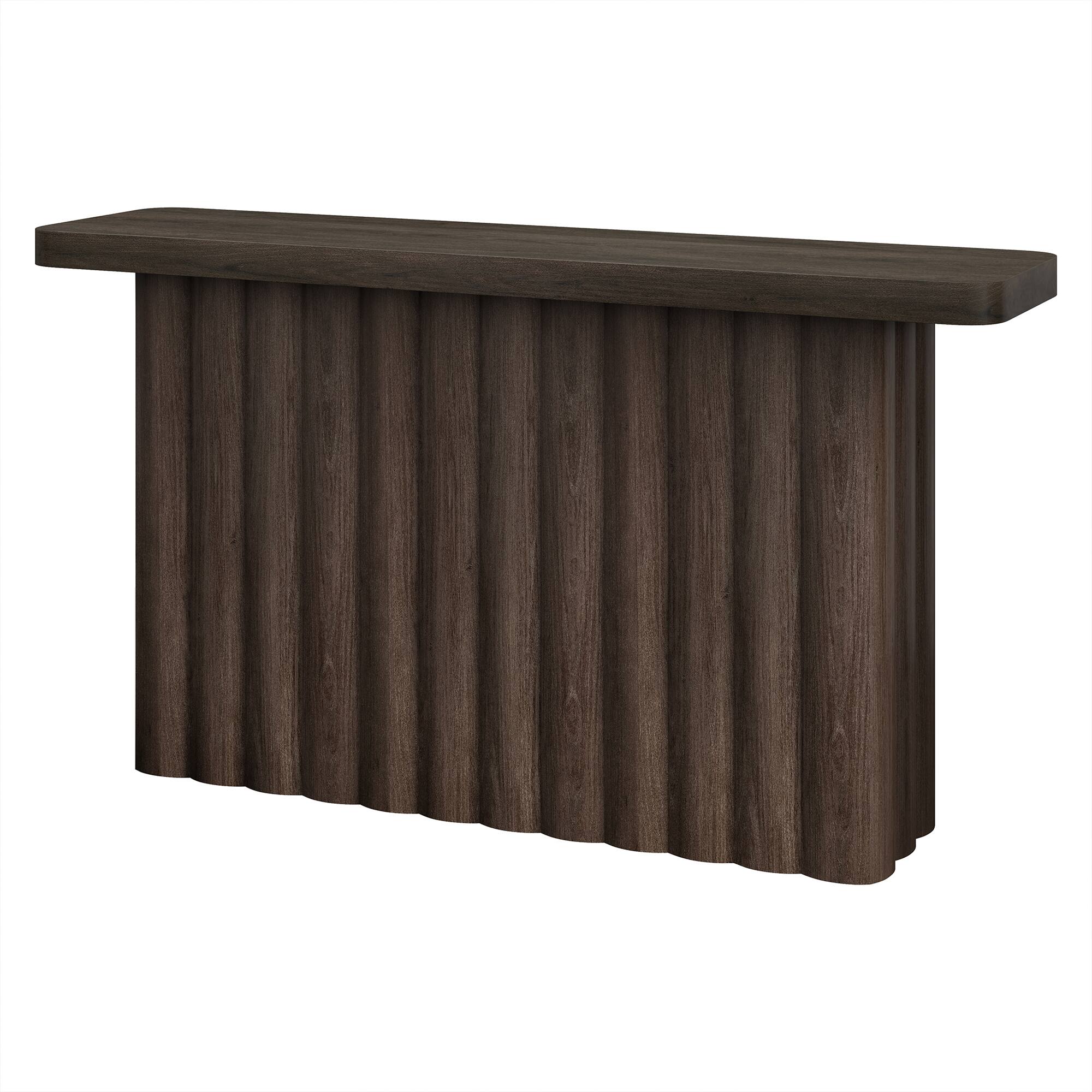 Left. Hudson&Canal - Olie 55" Wide Rectangular Fluted Console Table - Brown.
