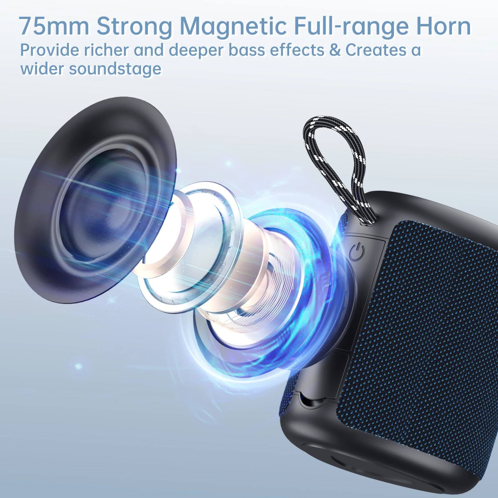 75mm Strong Magnetic Full-range Horn  
Provide richer and deeper bass effects & Creates a wider soundstage
