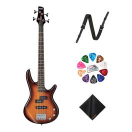 Ibanez - GSRM20 4-String Bass Brown Sunburst Guitar, Right Handed+Strap+Picks Kit