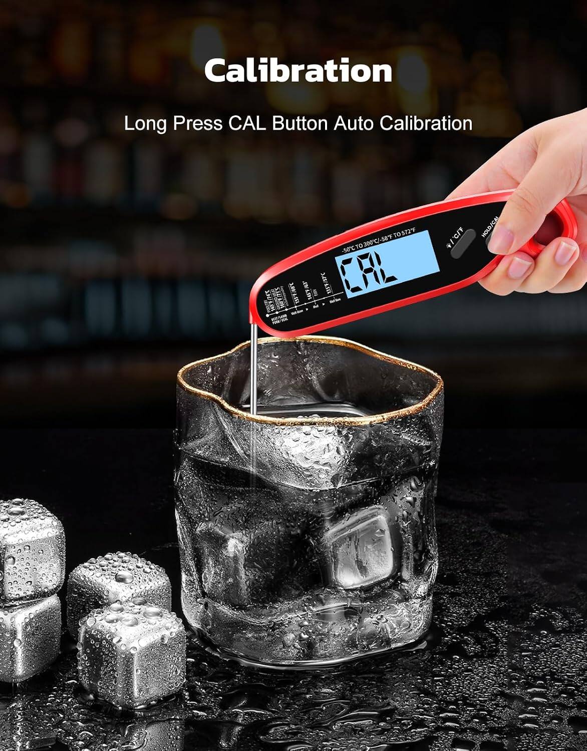 Calibration  
Long Press CAL Button Auto Calibration  
58F TO 572F TO 300C -50C 3357/5FC 157C CAL  
'C/'F 4/  
HOLD/CAI