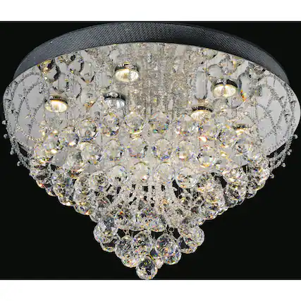 Front. CWI Lighting - Fountain 9 Light Flush Mount With Chrome Finish - Chrome.