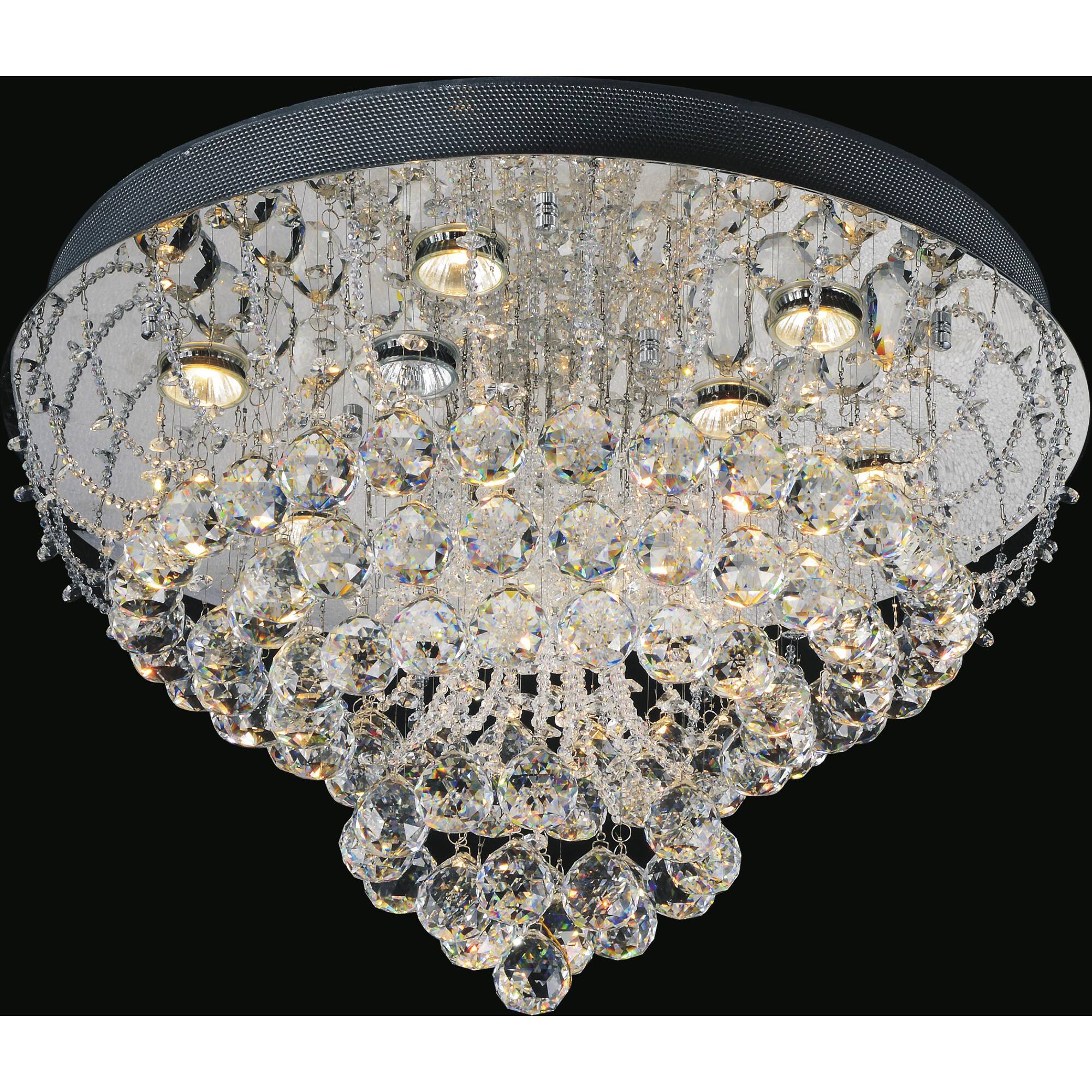 Front. CWI Lighting - Fountain 9 Light Flush Mount With Chrome Finish - Chrome.