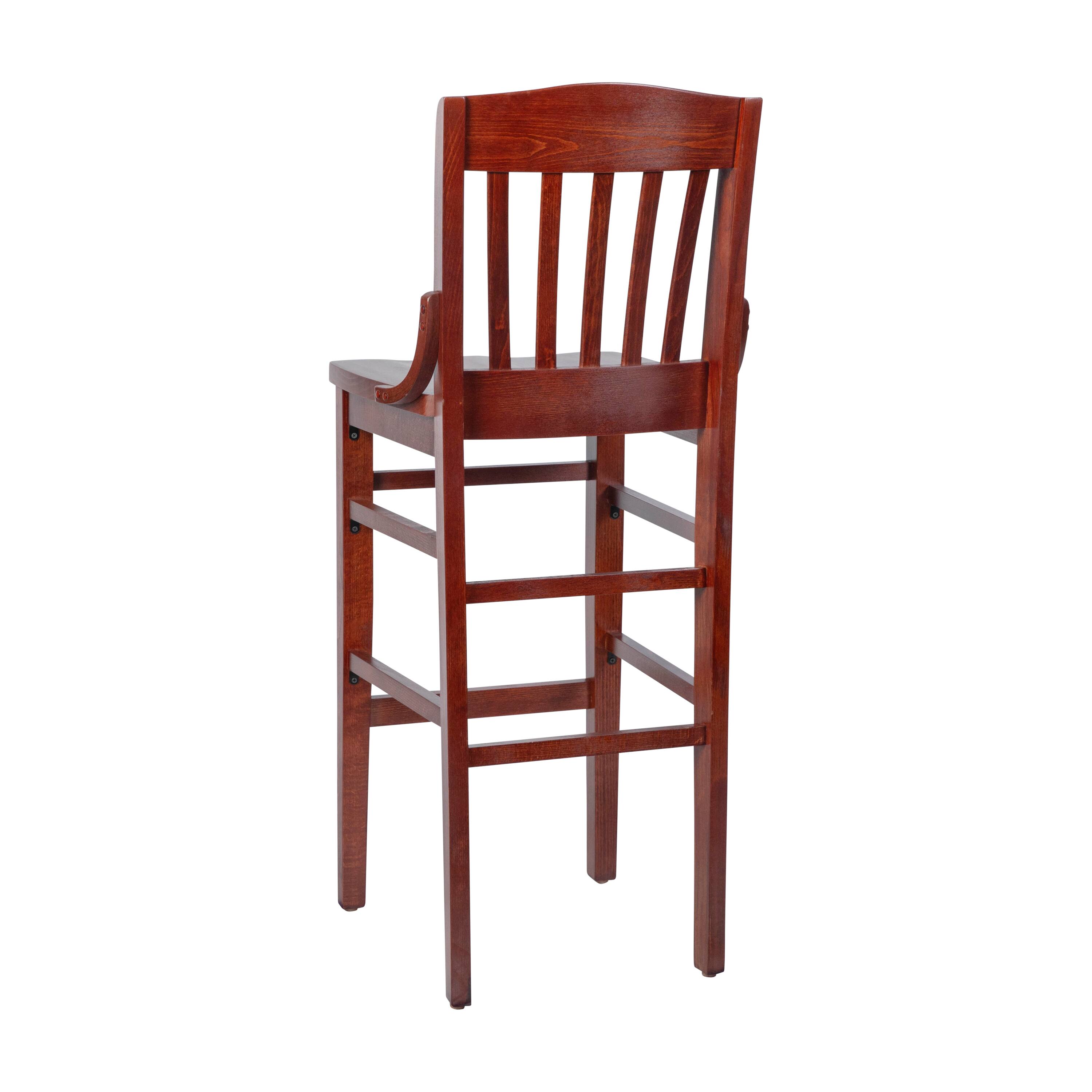 Alt View 5. Emma + Oliver - School House Back Wooden Restaurant Dining Barstool - Mahogany.