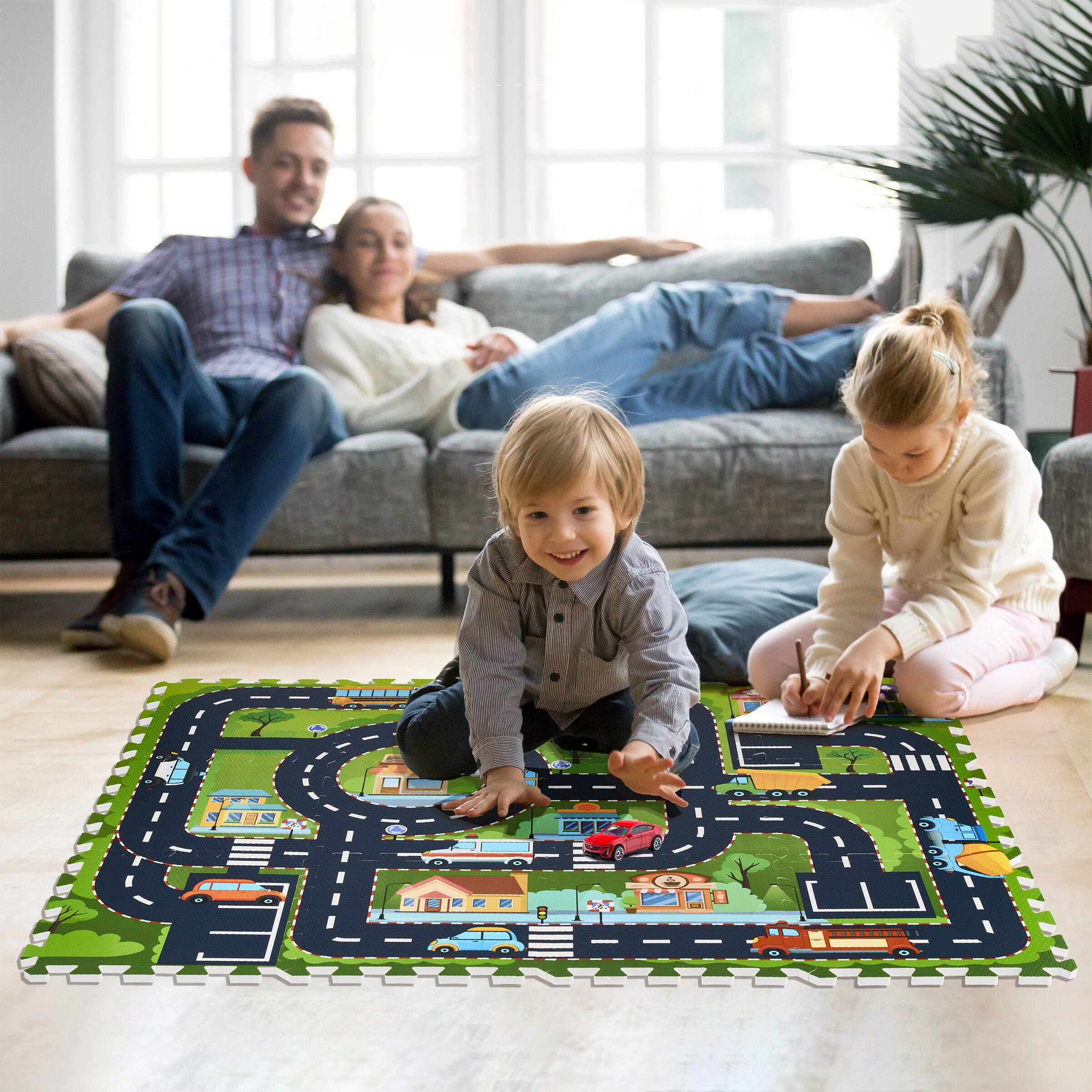Alt View 2. Sorbus - Sorbus Foam Playmat for Kids - Traffic Play Mat for Babies - Interlocking Floor Mats City Road Design - 12 Tiles - Green.