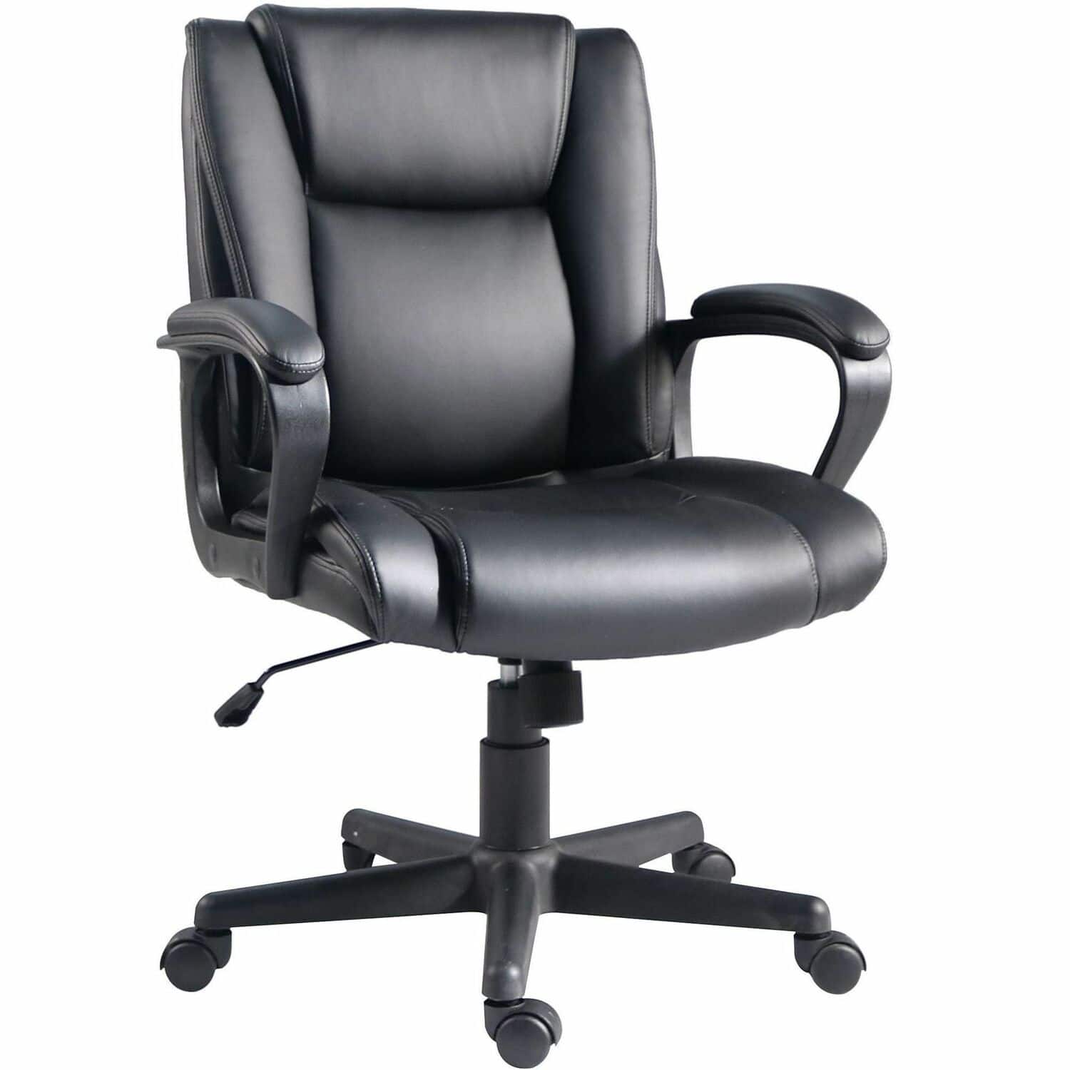 Lorell - SOHO Mid-back Chair - Mid Back - PU Leather - Armrest - 1 Each - Black