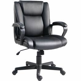 Lorell - SOHO Mid-back Chair - Mid Back - PU Leather - Armrest - 1 Each - Black