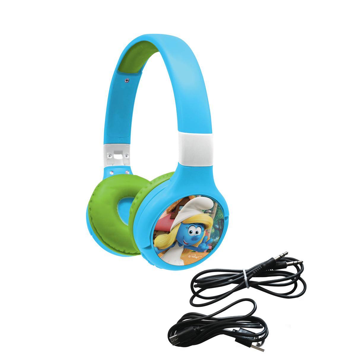 Alt View 2. Lexibook - 2 in 1 Bluetooth® and Wired comfort foldable Headphones with safe volume limitation The SMURFS Design.