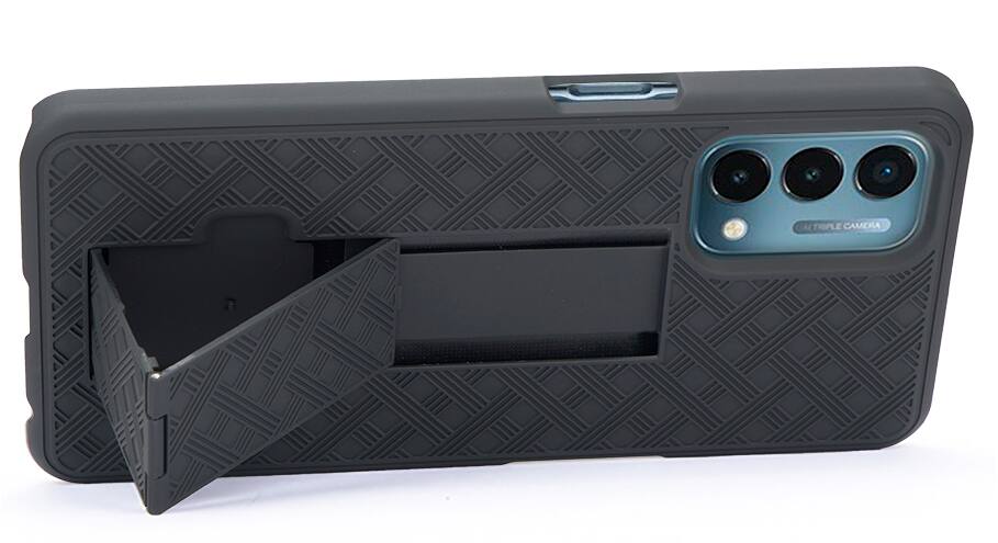 Alt View 8. Nakedcellphone - Case with Stand and Belt Clip Holster for OnePlus Nord N200 5G - Black.