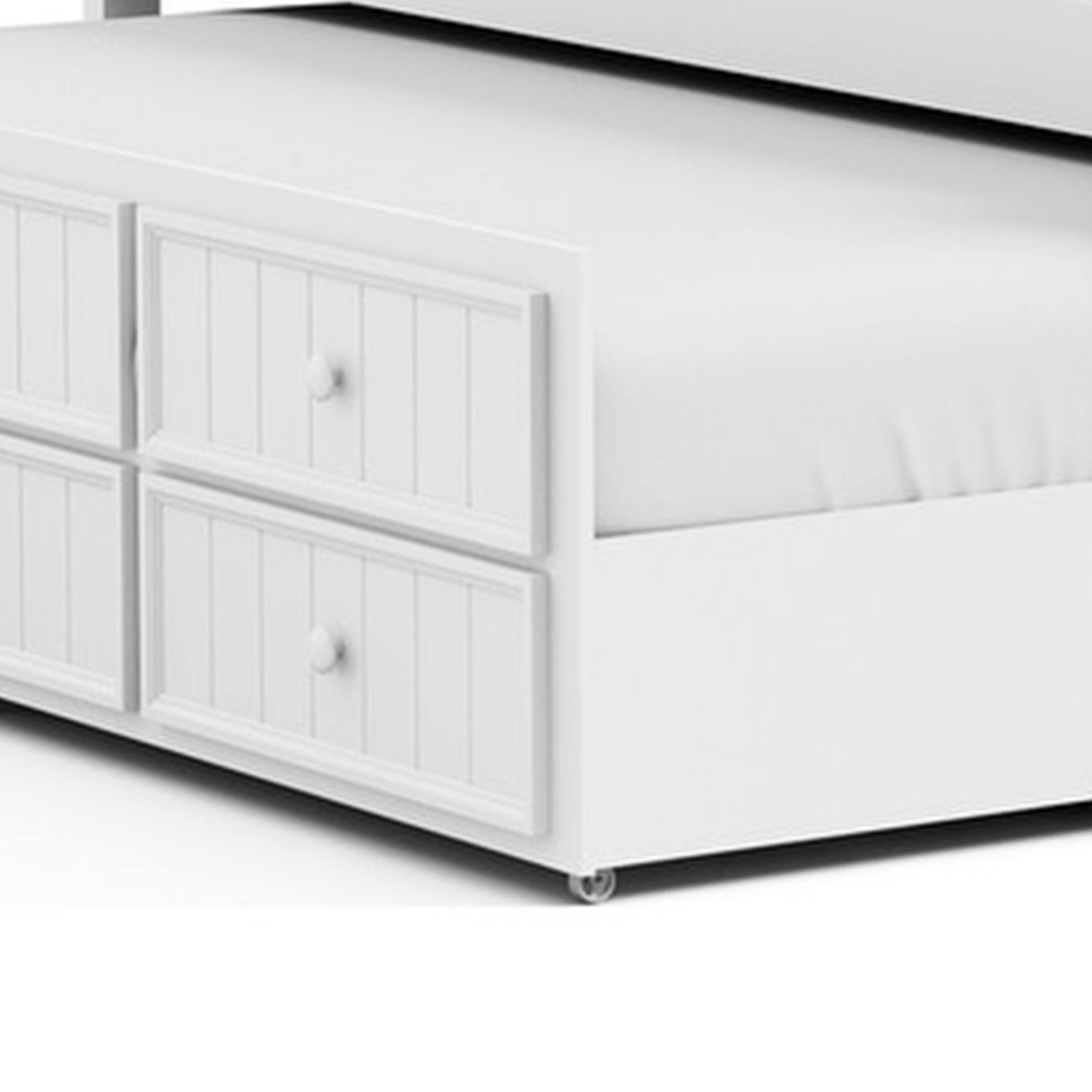 Alt View 3. Manhattan Lane - Toli Twin Captain Bed w Trundle, Drawers, White Curved Panel Headboard - White.