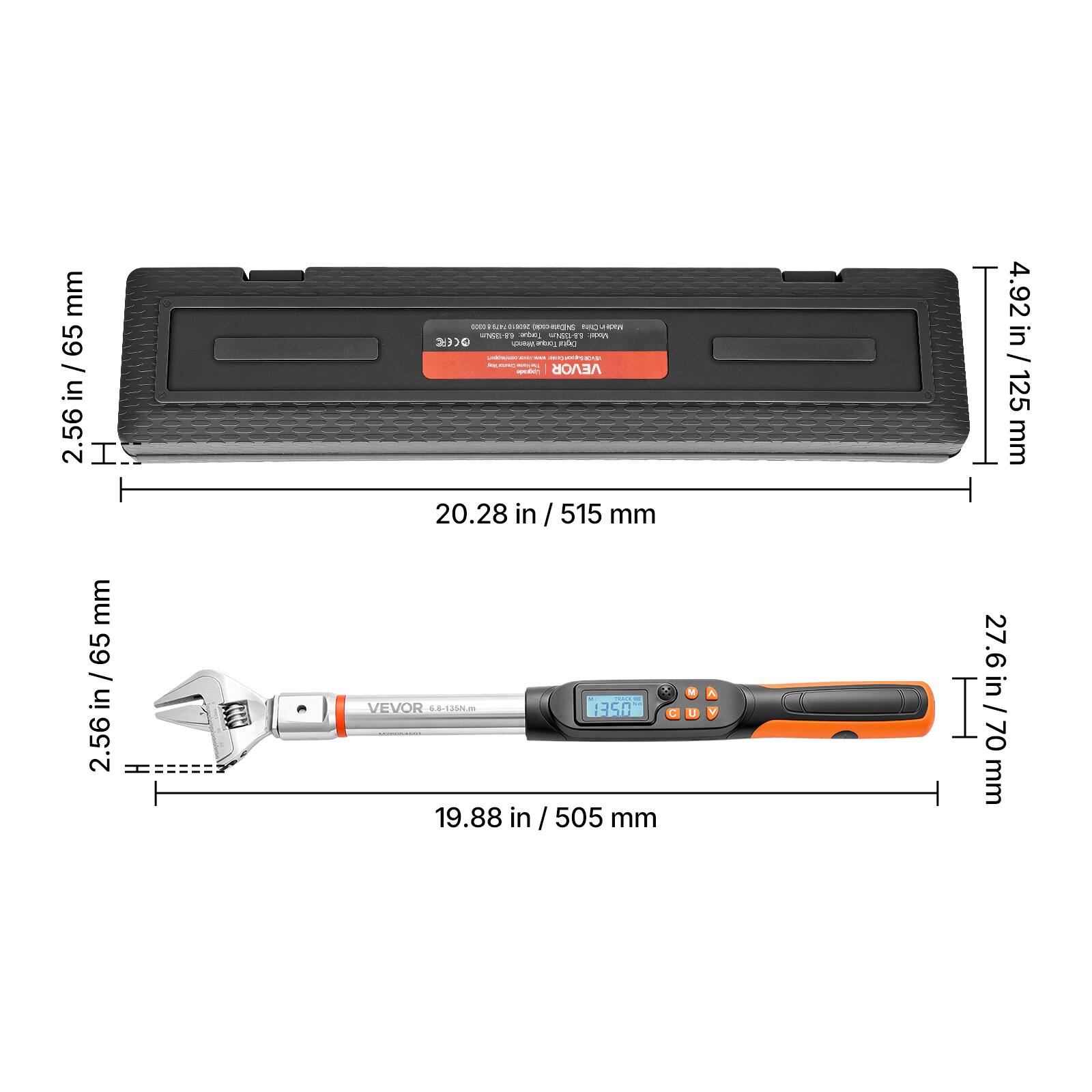 mm / in / 65 in 2.56 I a Hnc S n  adda  mm 20 I ekns   I I   : : -  VEVOR 20.28 in / 515 mm 4.92 in / 125 mm mm 65 / in 2.56 - VEVOR 6812i5m 1350 19.88 in / 505 mm  27 27.6 in in I / 70 mm
