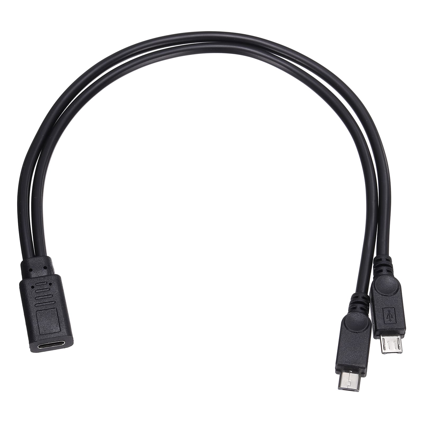 Unique Bargains - Type C Female to Micro USB Male 2-in-1 Splitter 11.8" Adapter Cable - Black
