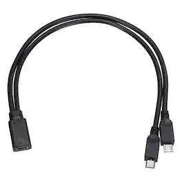 Unique Bargains - Type C Female to Micro USB Male 2-in-1 Splitter 11.8" Adapter Cable - Black
