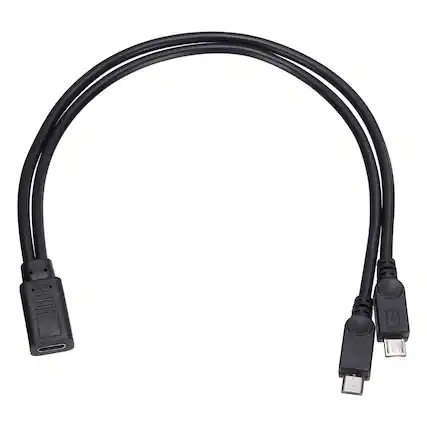Front. Unique Bargains - Type C Female to Micro USB Male 2-in-1 Splitter 11.8" Adapter Cable - Black.