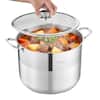 Front. VEVOR - Stainless Steel Stock Pot, 16-Quart Stainless Steel Stockpot with Glass Lid, PFOA-Free, PFAS-Free, Compatible with Gas - Silver.