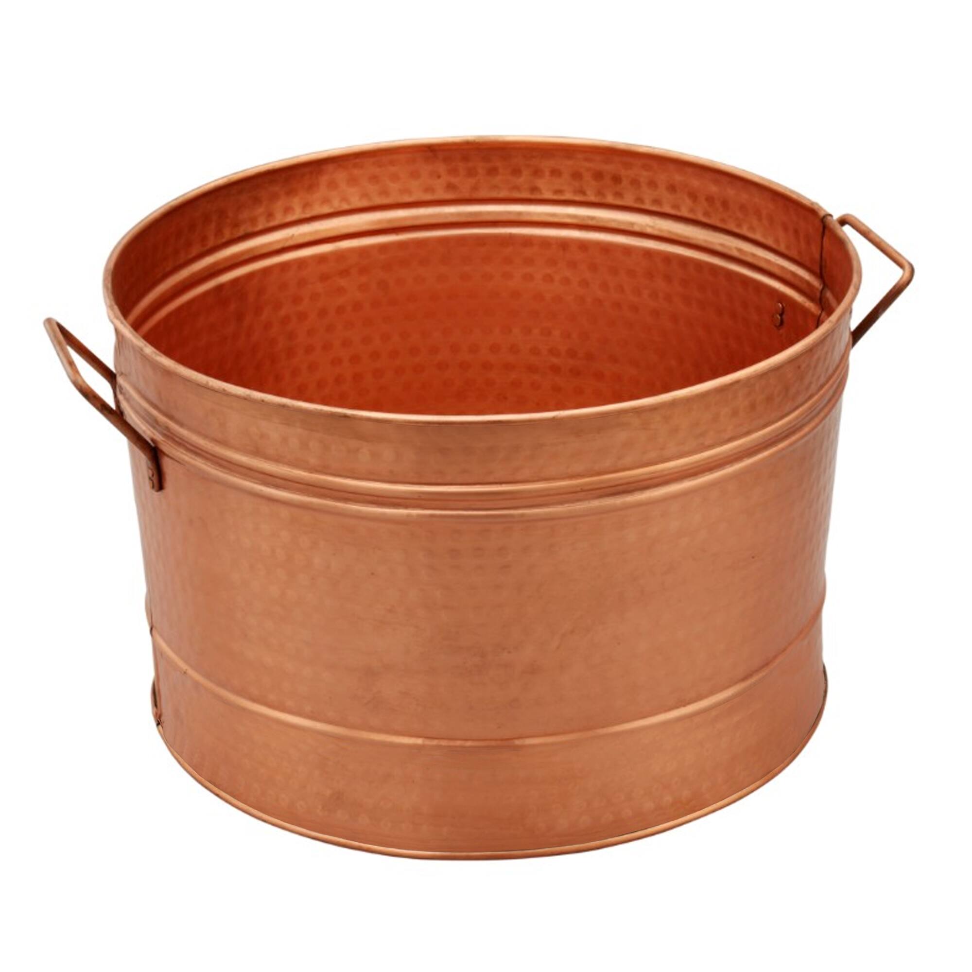 Front. Manhattan Lane - Hammered Pattern Galvanized Farmhouse Style Tub - Copper.