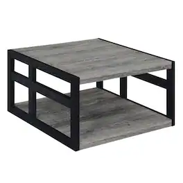 Convenience Concepts - Monterey Square Coffee Table with Shelf - Weathered Gray/Black