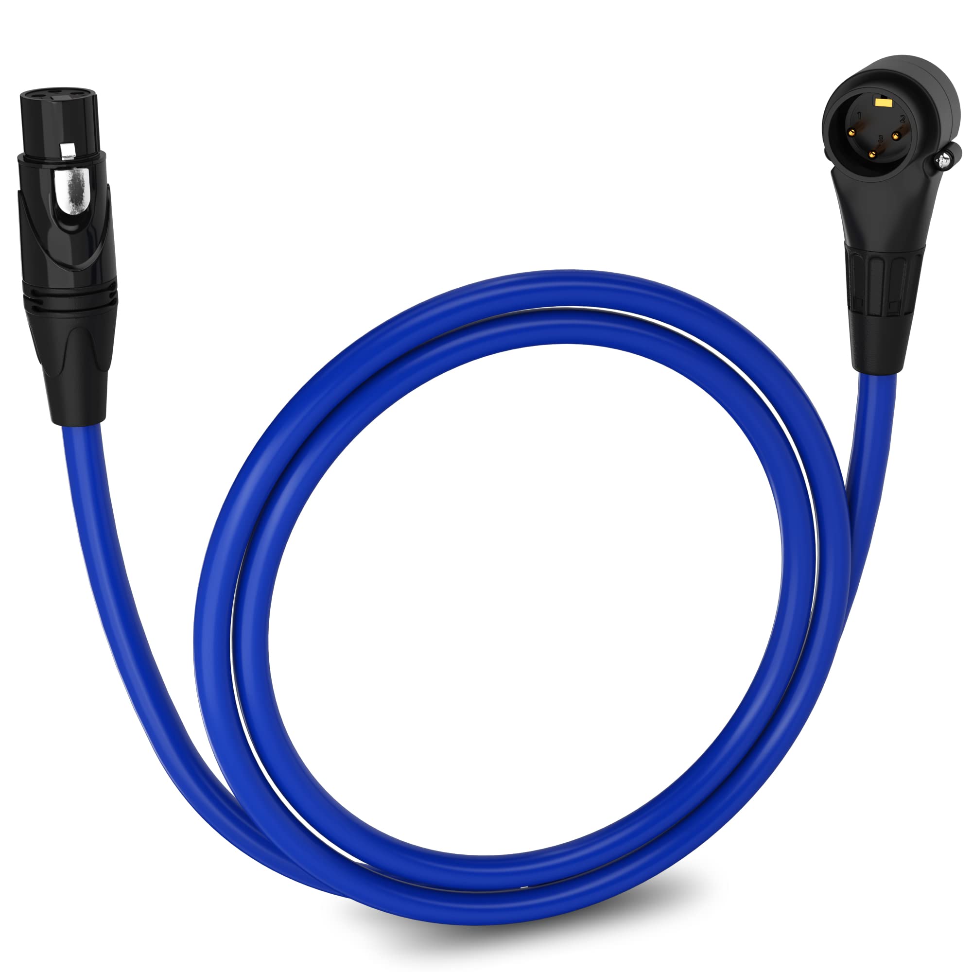 Lyxpro - 3 Ft Right Angle XLR Cable, Male to Female, 3 Pin Microphone Cable - Blue