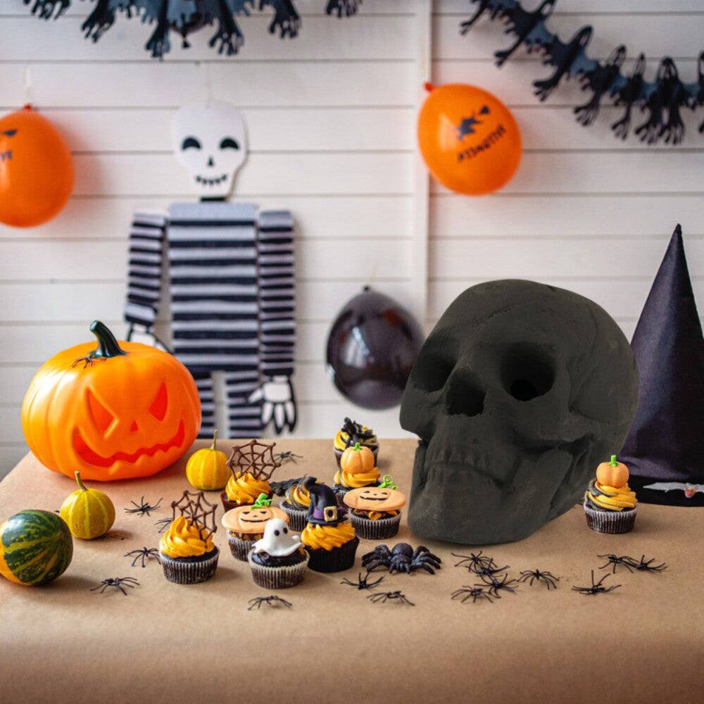 Alt View 3. Boyel Living - Black Spooky Skull Fire Pit Decor for Halloween - Black.