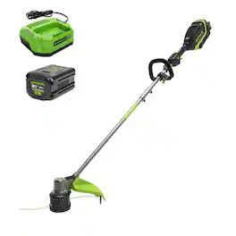 Refurbished Excellent - Pre-Owned Greenworks 80V 17" Brushless String Trimmer with 2.0Ah Battery and Charger - Green