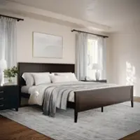Martha Stewart - Corbin Wooden King Size Platform Bed with Headboard and Footboard in Dark Brown - Dark Brown - Front_Zoom