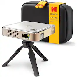 Kodak - Luma 75 Ultra Mini Projector, Portable Pico Projector with Carrying Case & Tripod - White