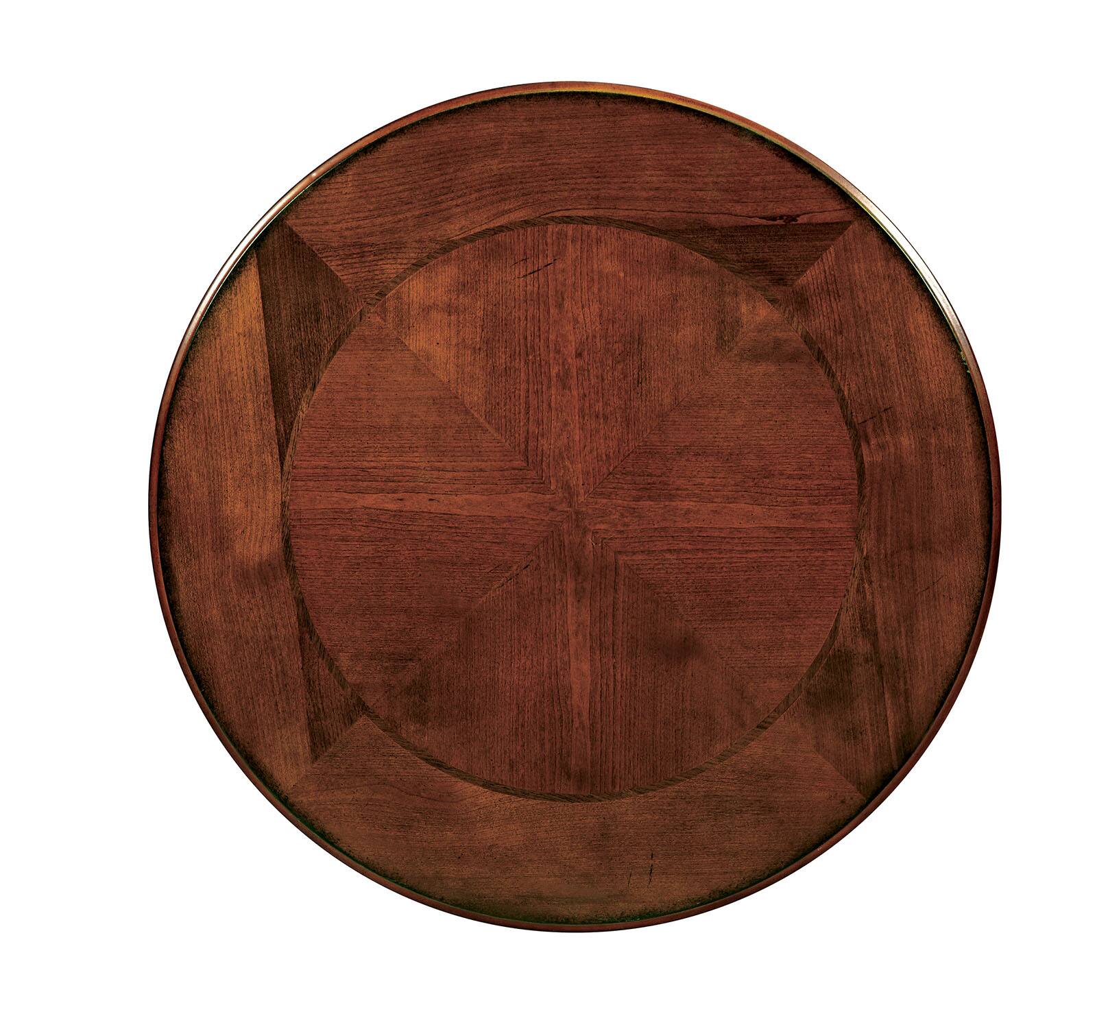 Alt View 1. Manhattan Lane - Round Wood and Metal End Table with Scroll Details, Brown - Brown.