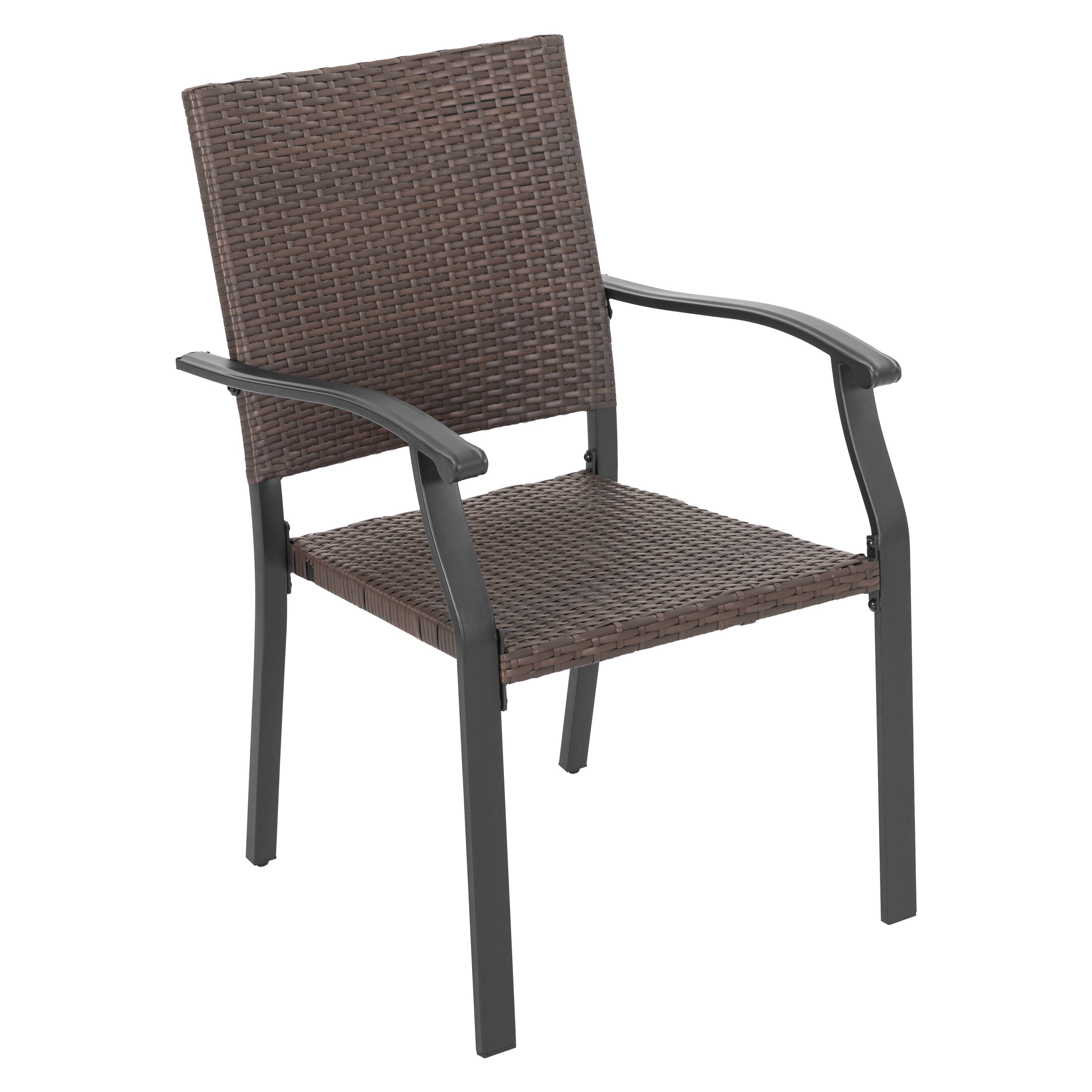 Alt View 5. Nuu Garden - Outdoor Patio Iron Dining Chairs, All-Weather Wicker Material - black.