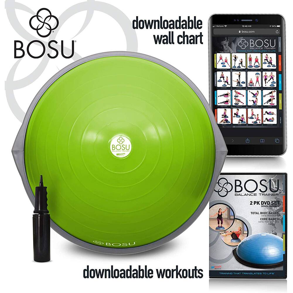 BOSU downloadable wall chart  
BOSU downloadable workouts  

BOSU Balance Trainer  
2 PK DVD SET  
TOTAL BODY BASICS  
CORE BASICS  
Led by Bosu Master Trainer  

BOSU  
TRAINING THAT TRANSLATES TO LIFE