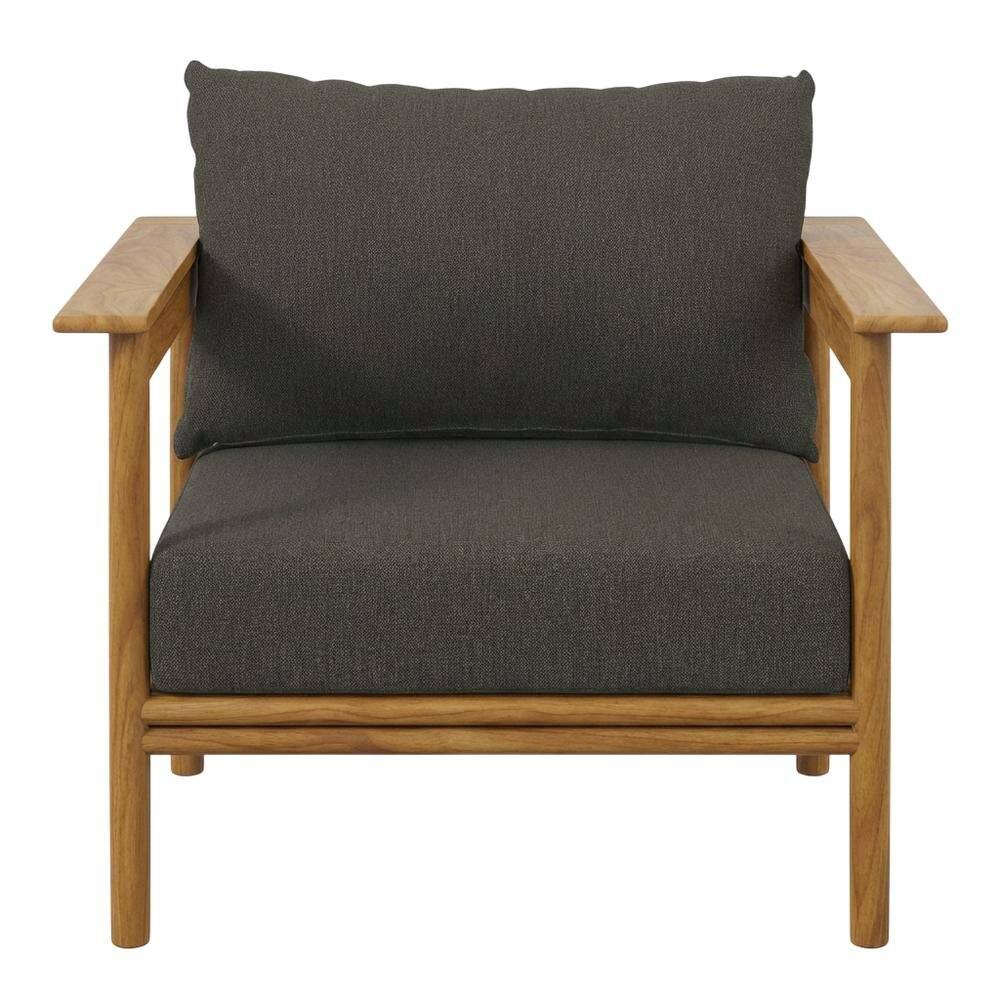 Back. Outdoor Escape - Outdoor Patio Armchair Set Of 2 In Teak Wood For Cozy Outdoor Living - Gray.