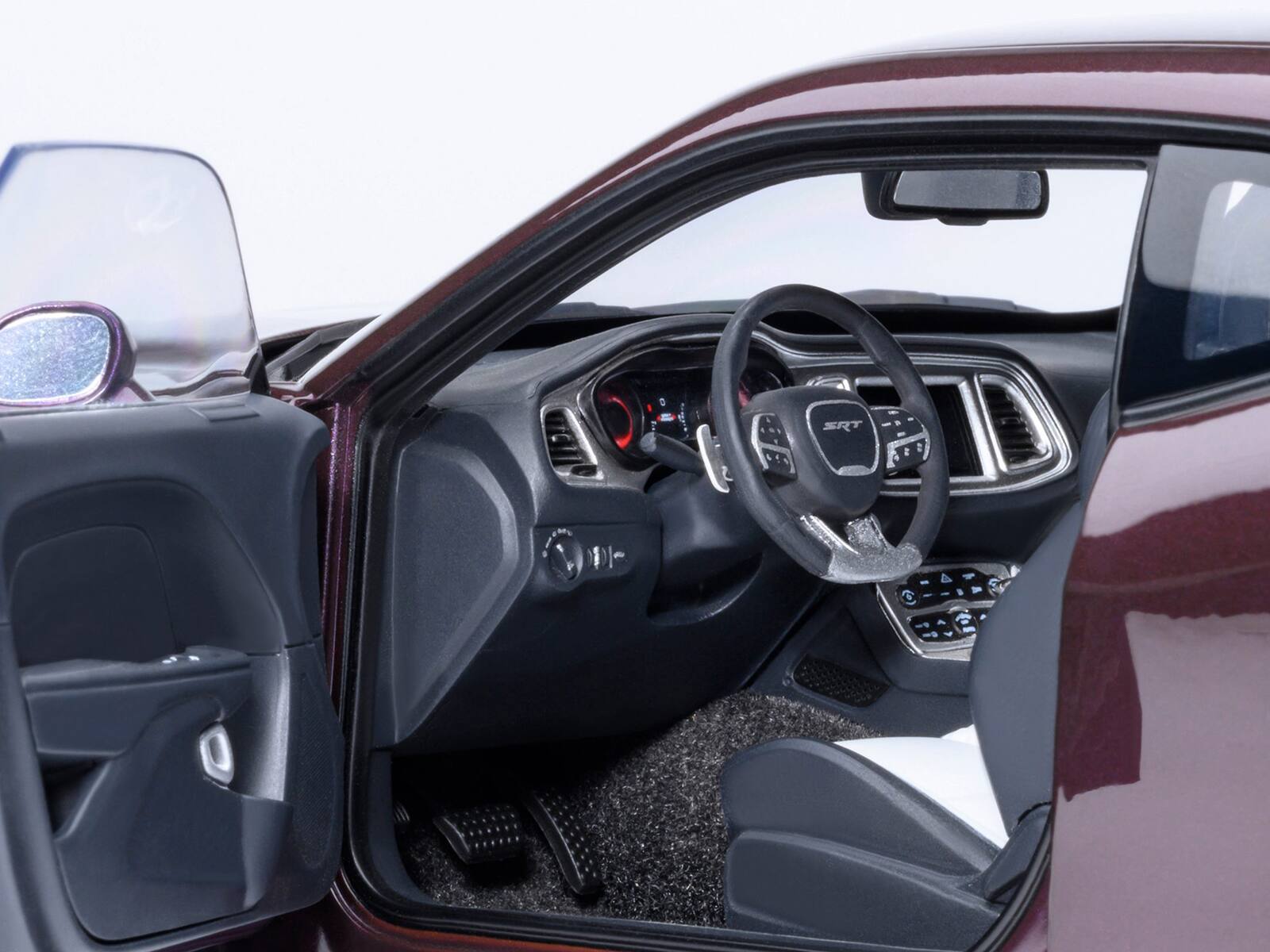 Alt View 4. Autoart - 2022 Dodge Challenger SRT Jailbreak Hellraisin Purple with White Stripes 1/18 Model Car by Autoart.