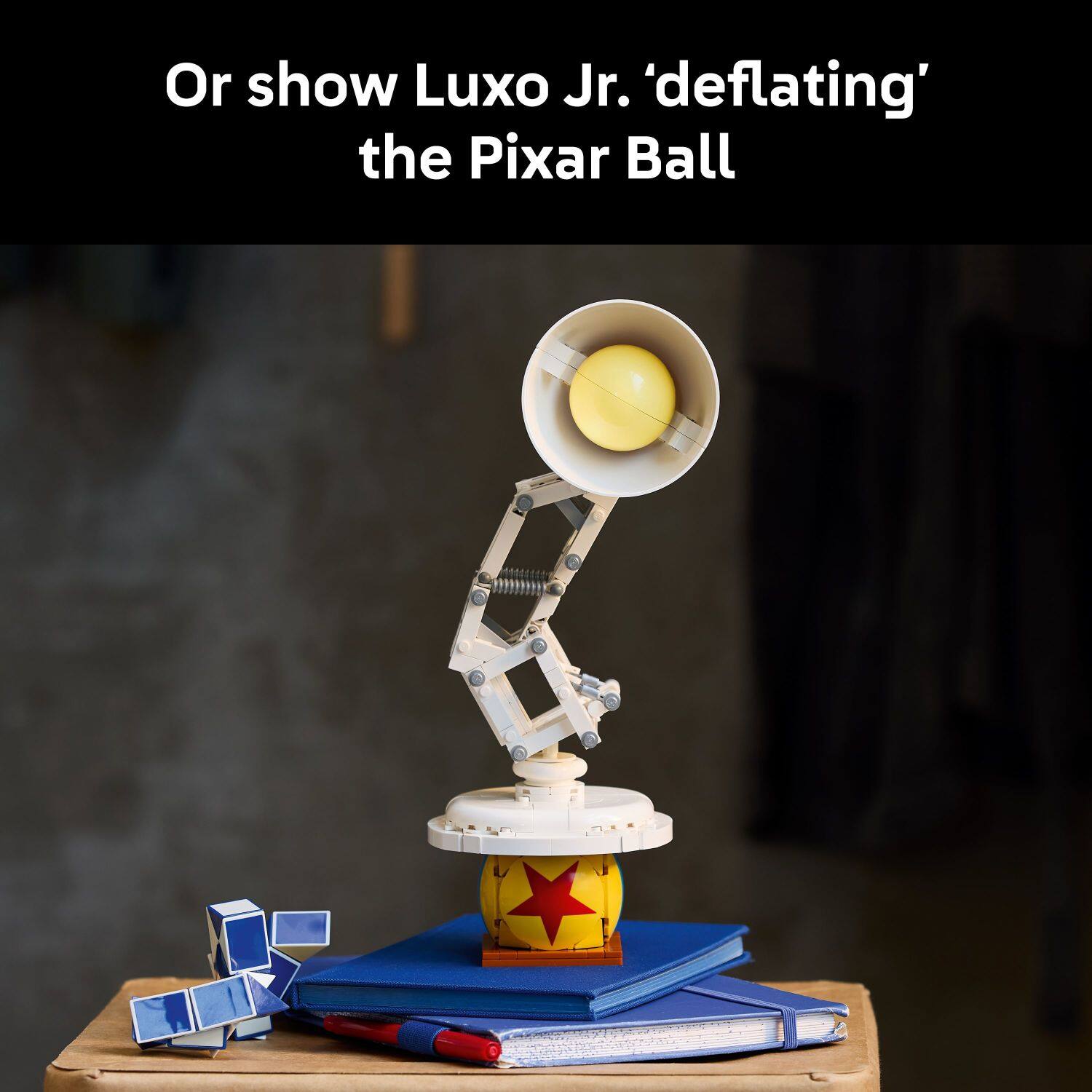Show Luxo Jr. deflating the Pixar Ball.