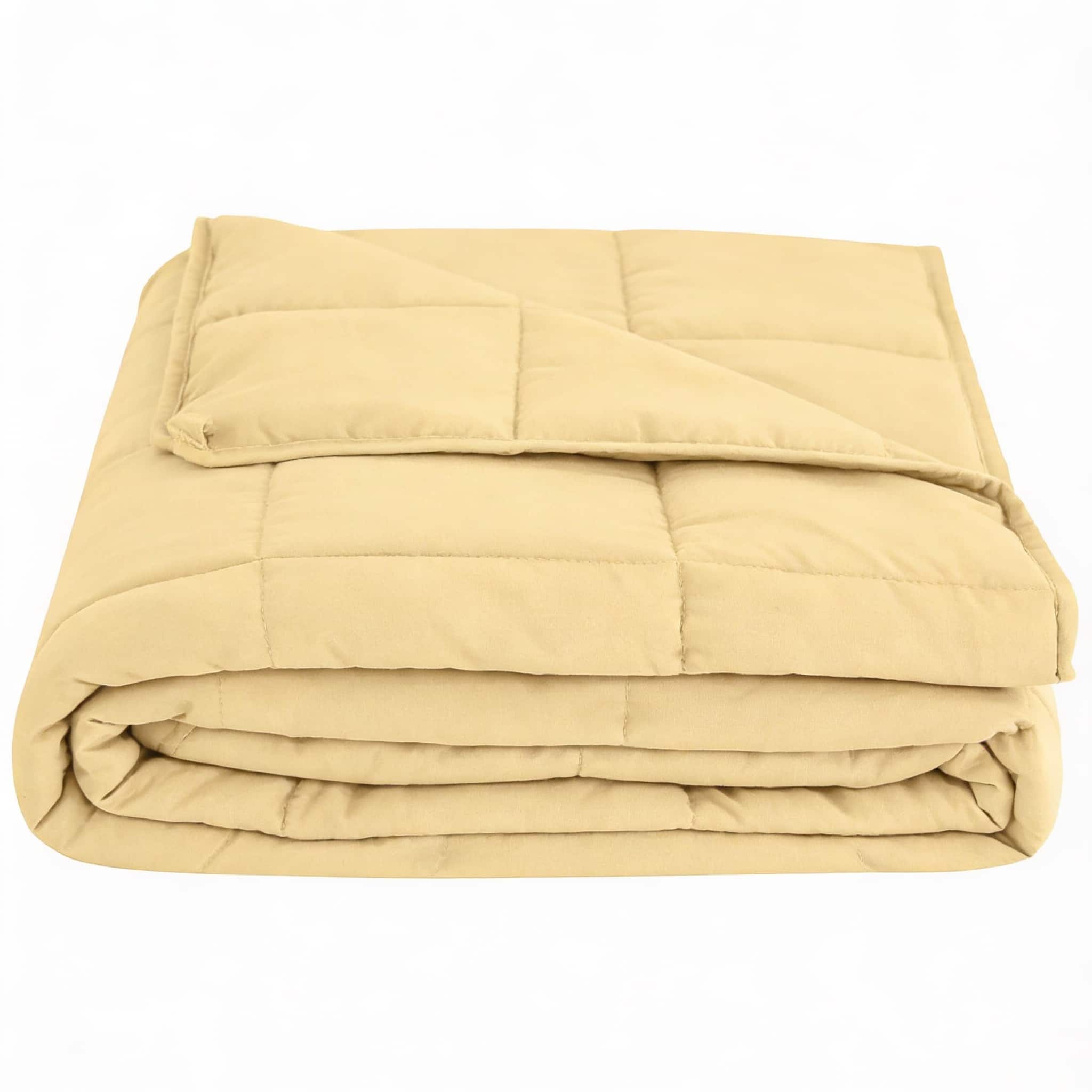 Frangdom - Weighted Blanket Adult 15lb 48x72 Cooling Glass Beads Washable - beige 48  x 72 15lbs