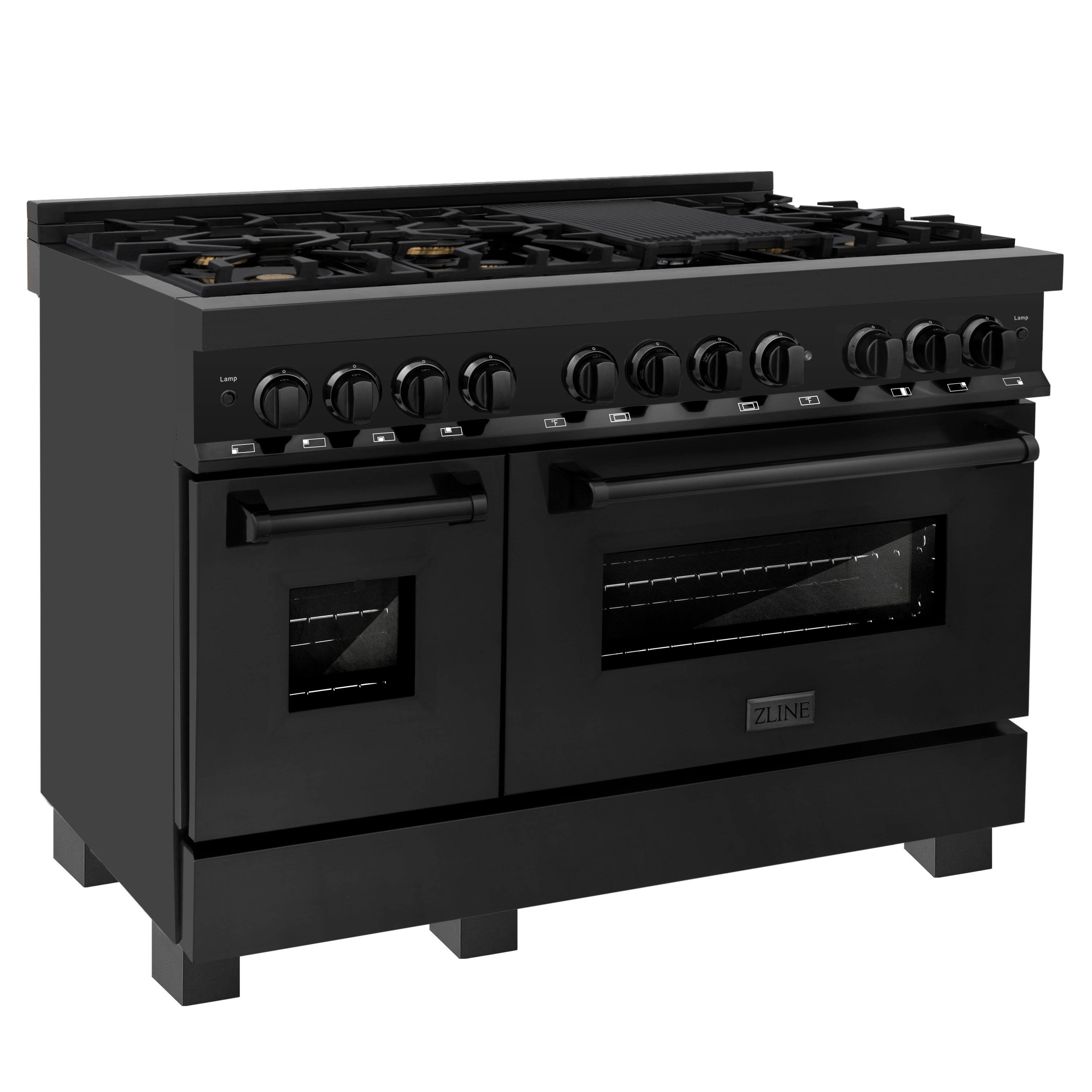 Back. ZLINE - 48" Legacy Dual Fuel Range w/ 6 Brass Burners & 2 Ovens in Black Stainless Steel (RAB-BR-48) - Multicolor.