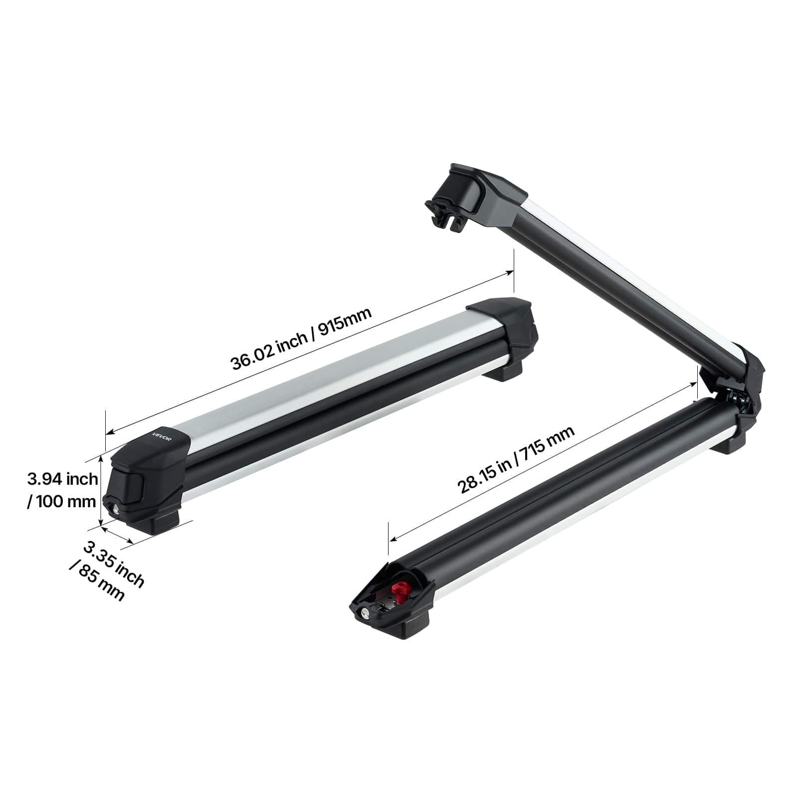 VEVOR Ski & Snowboard Roof Rack, Carry up to 6 Pairs of Skis or 4
