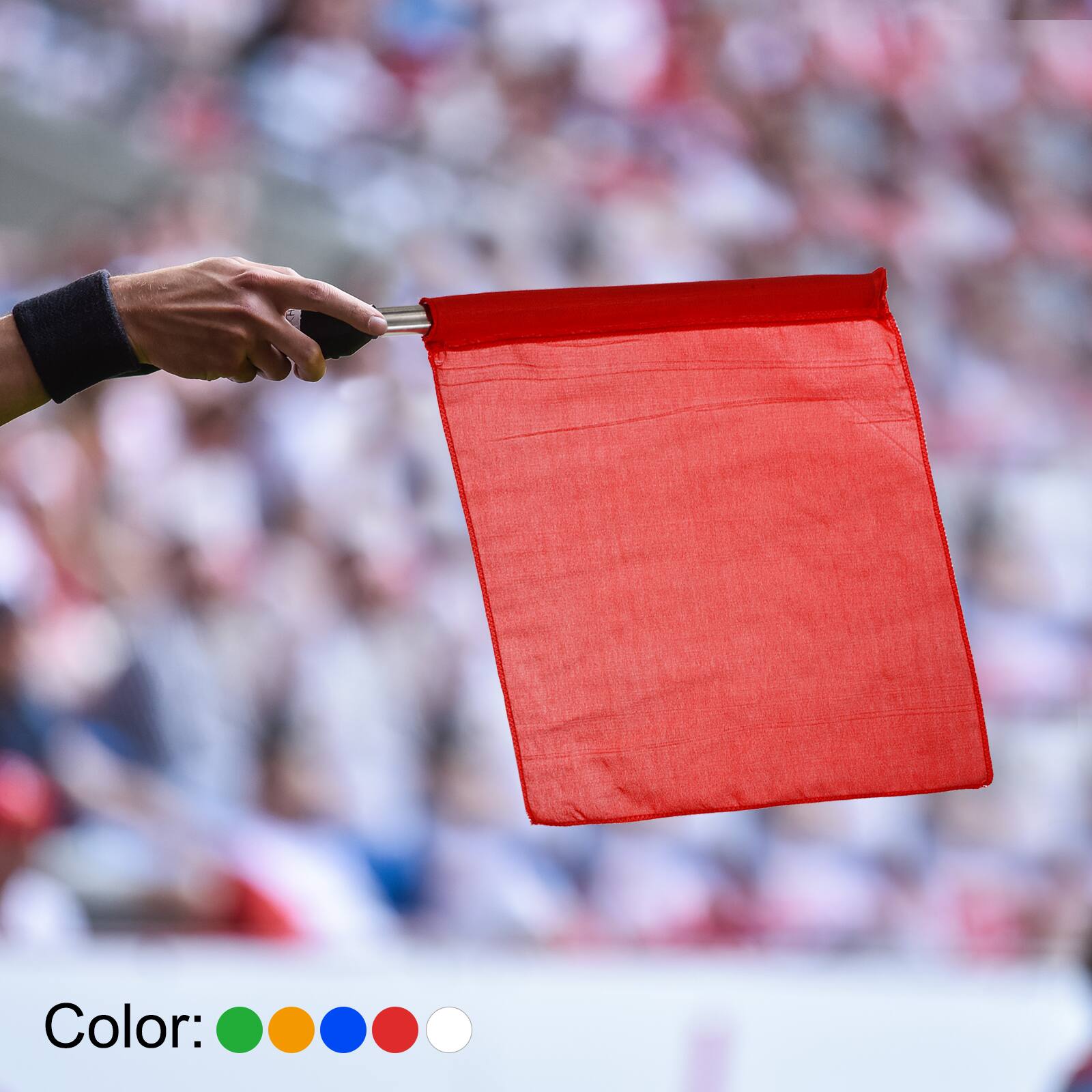Alt View 4. Unique Bargains - Referee Flag, 4pcs Stainless Steel Pole Sponge Handle for Football/Soccer/Track & Field Linesman Command Signal - Yellow.