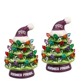 Evergreen Enterprises - TCU Horned Frogs 2-Pack 4" Ceramic LED Christmas Tree Set - Multicolor