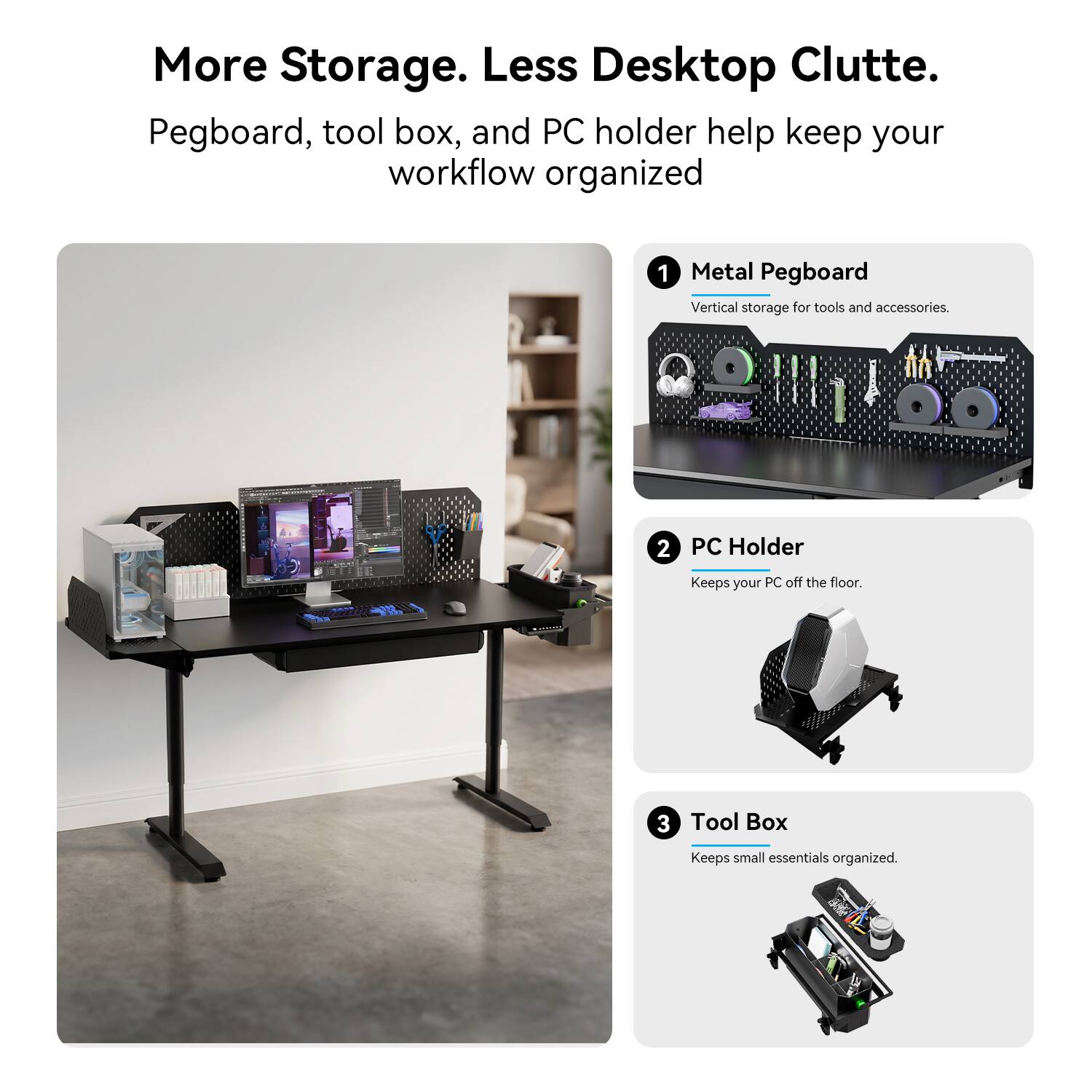 Livtab CreatorOne Pro Modular Electric Standing Desk with Pegboards ...