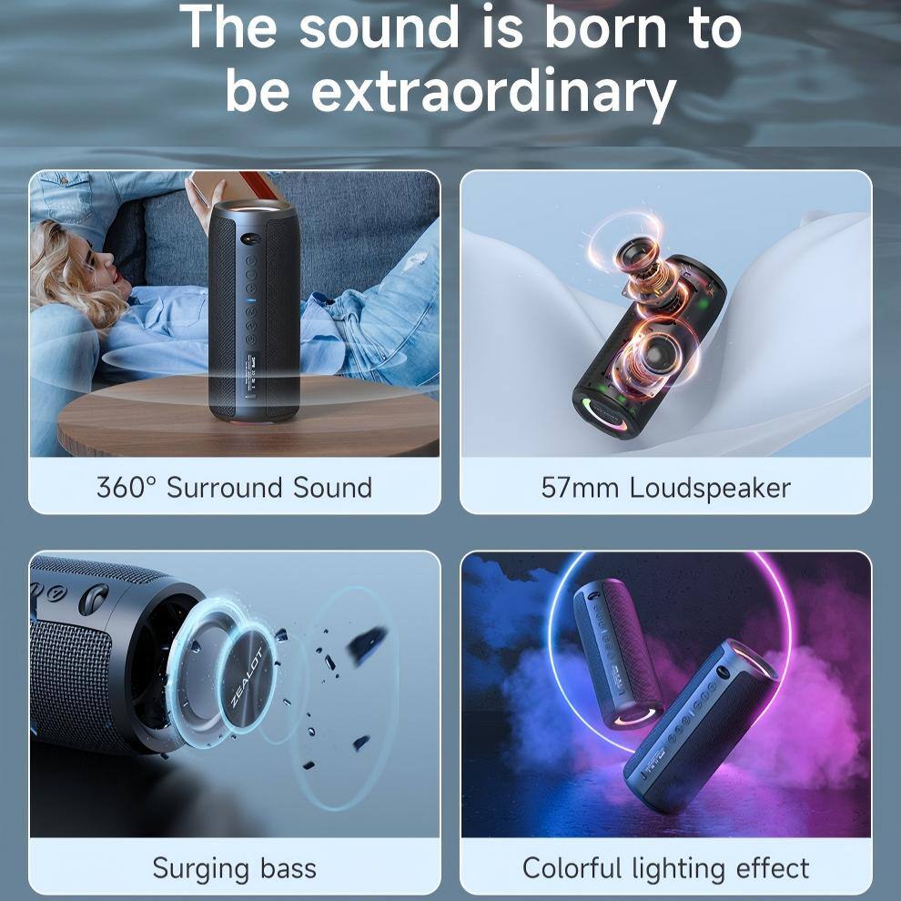 The sound is born to be extraordinary

- 360° Surround Sound
- 57mm Loudspeaker
- Surging bass
- Colorful lighting effect