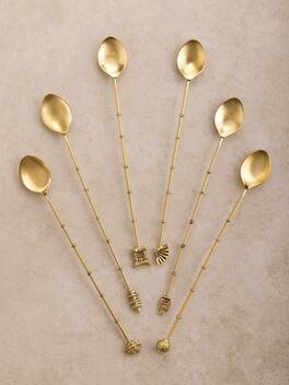 GAURI KOHLI - Magnolia Cocktail Stirrers - Antique matte gold