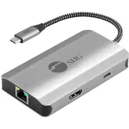 SIIG Inc - SIIG USB-C to HDMI with LAN Hub & PD 100W Adapter - Adds one HDMI 4K@30Hz - two USB-A 5Gbps ports and one Gigabit - Space Gray