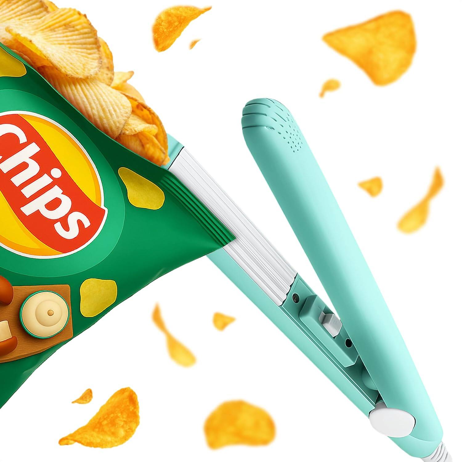 Front. RTMB - Mini Heat Vacuum Sealer, Compact, Lightweight – For Food Bags - Blue.