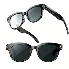 Front. PRIMEPLUS - Smart Translation Glasses with Gradient Lenses HD Camera Music Playback, Voice Assistant Smart Glasses with Camera - Black-8MP-Photochromic.
