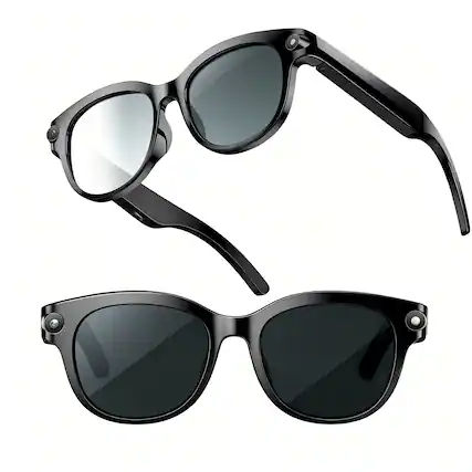 Front. PRIMEPLUS - Smart Translation Glasses with Gradient Lenses HD Camera Music Playback, Voice Assistant Smart Glasses with Camera - Black-8MP-Photochromic.