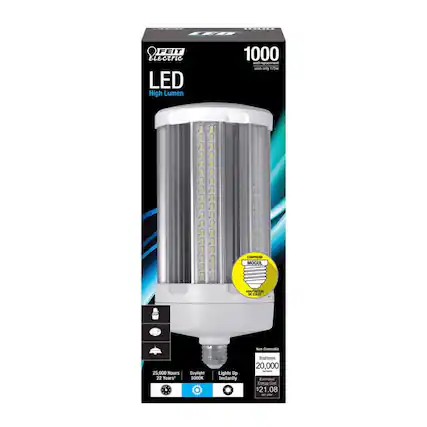 FEIT Electric LED High Lumen 1000 - A replacement bulb only, 175W LED, High Lumen, COMPRISE MOGUL ADAPTER DE CA, Non Dimmable, 25,000 Hours, 22 Years, Daylight 5000K, Lights Up Instantly, 20,000 Estimated Hours, $21.08