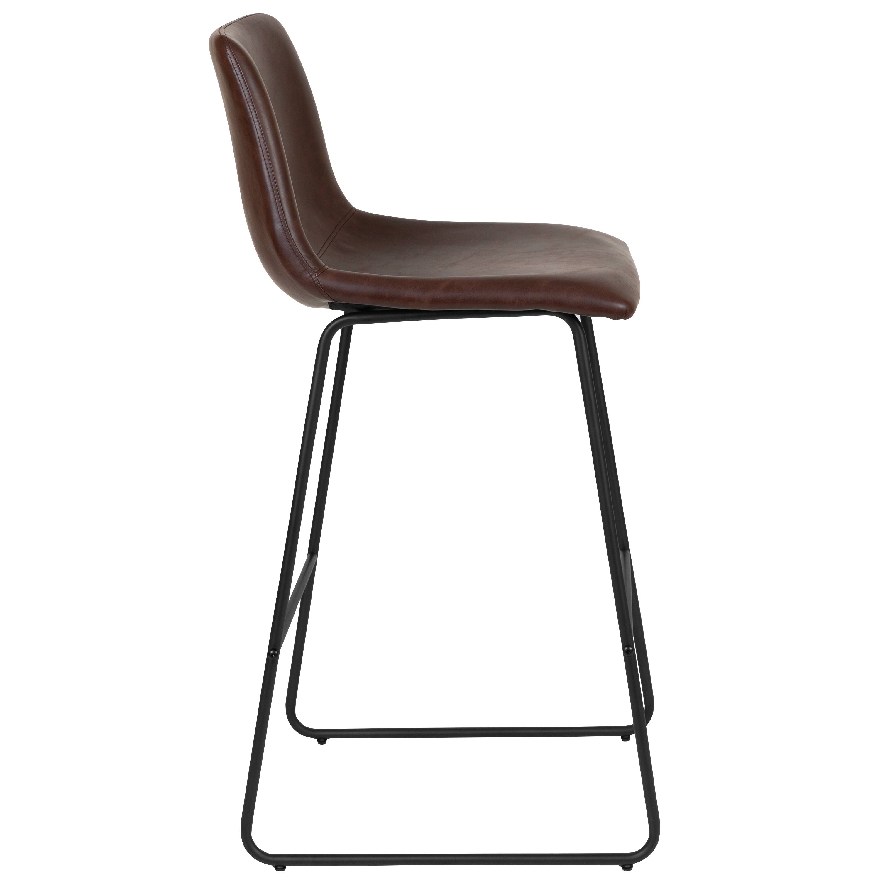 Alt View 7. Emma + Oliver - Set of 2 Kitchen Bar Height Stool - 30 Inch LeatherSoft Barstool - Dark Brown.