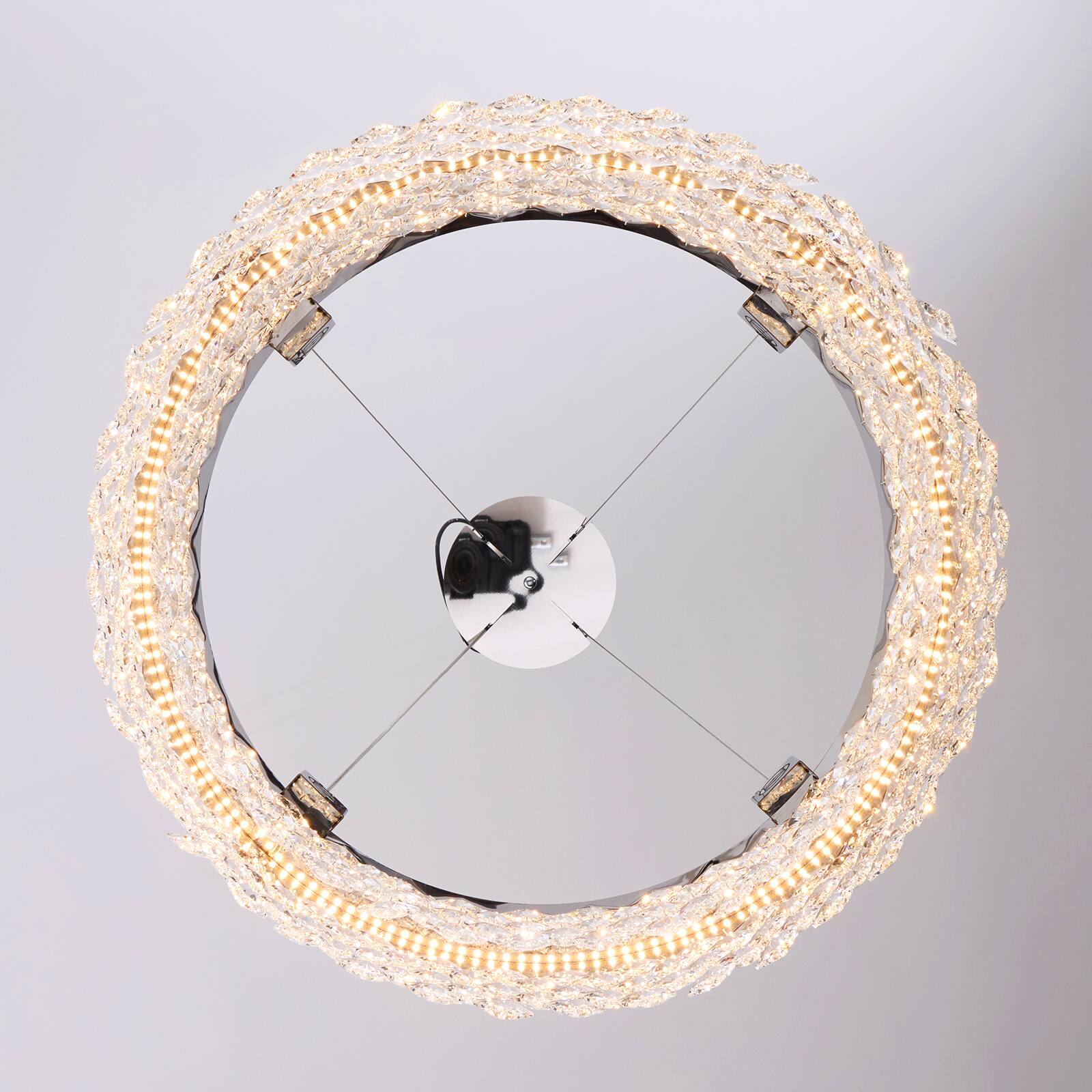Alt View 8. Siljoy - 24-inch Modern Round Alabaster LED Chandelier Dimmable Adjustable Height for Living Room Foyer and Bedroom - Chrome.