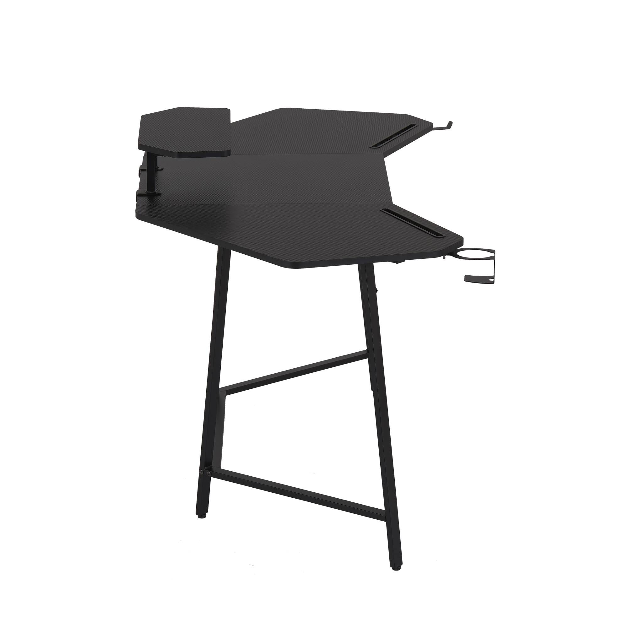 Alt View 5. GOODSILO - Premium Gaming Desk with Integrated Shelf and Convenient Accessory Holders for Enhanced Gaming Experience - Black.