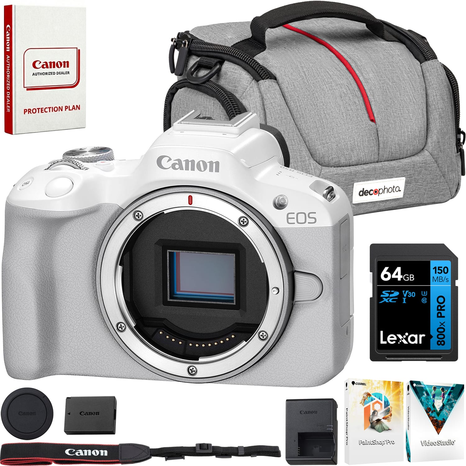 Canon - EOS R50 Mirrorless Camera Body Only (White) 5812C002 + Accessories Bundle